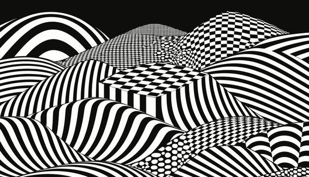 Abstract Geometric Landscape of Black and White Patterns