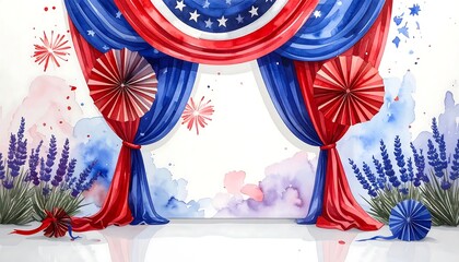 Obraz premium Patriotic Fourth of July Curtain Background.