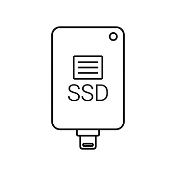 Portable SSD Drive Flat Vector Icon - External Solid State Storage Symbol