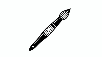Obraz premium Sleek black and white vector illustration of a classic artist's paintbrush, symbolizing creativity, artistic expression, and the fundamental tools of design and painting crafts