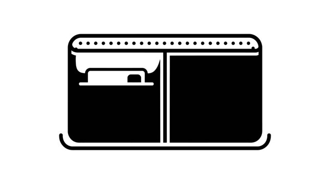 Simplified vector icon of a web browser window with a side panel and navigation bar for website design and user interface concepts
