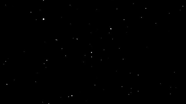 White particles stars exploding transition, blinking stars chroma key effects on black background. glittering particles with bokeh. magical white glitter stars and shimmering particles animation. 4k