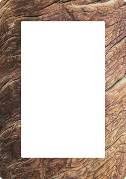 Large wooden frame texture with a transparent background