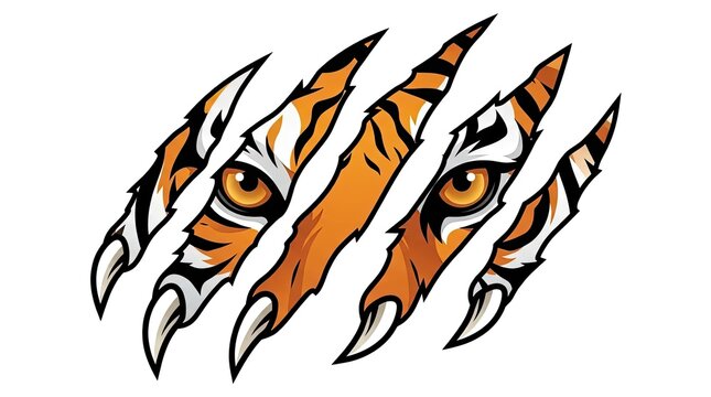 Tiger eyes peering through aggressive claw mark scratches.