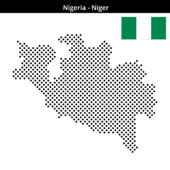 Obraz premium Map of Nigeria region Niger in medium sized cross shaped dots