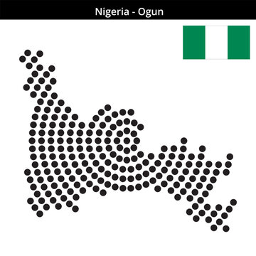 Map of Nigeria region Ogun in concentric large dots