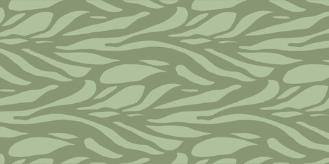 Abstract seamless organic zebra animal print pattern in sage green tones. Minimalist vector camouflage background for textile, fabric, and wallpaper design. © SitiAhdiatun