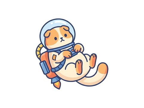 cat astronaut icon white background