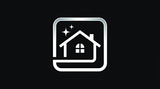 White house icon with stars in rounded frame.