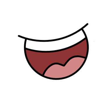 Cartoon Closed Smiling Mouth Vector Icon Isolated on Black Background