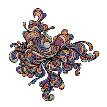 Colorful abstract pixel art shape with organic swirling lines