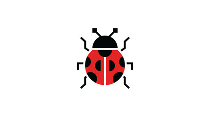 Minimalist flat vector icon of a ladybug isolated on a white background. © Abhinaya Project