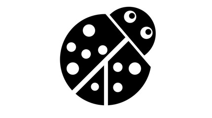 Minimalist black and white vector illustration of a cute ladybug icon. © Abhinaya Project