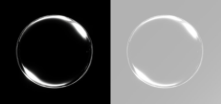 Soap bubble floating transparent glass sphere, overlay
