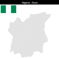 Obraz premium Map of Nigeria region Osun in small cross shaped dots