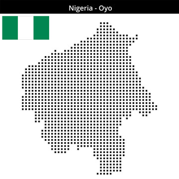 Map of Nigeria region Oyo in medium size square dots