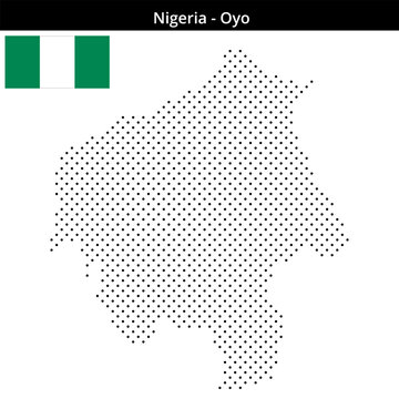 Map of Nigeria region Oyo in small cross shaped dots