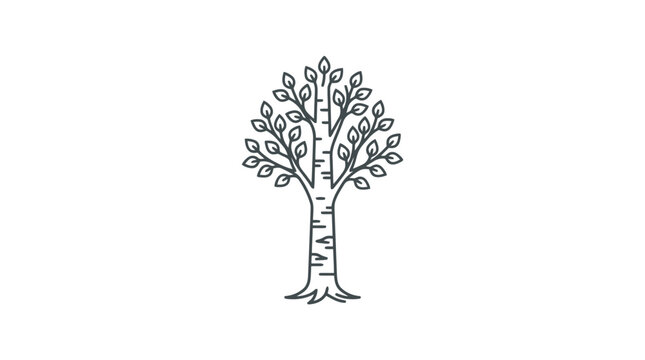 Minimalist Birch Tree Line Art Icon