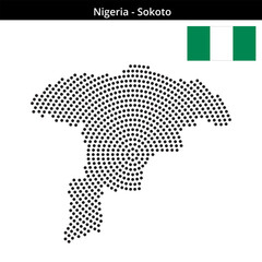 Obraz premium Map of Nigeria region Sokoto in concentric medium dots
