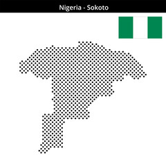 Obraz premium Map of Nigeria region Sokoto in medium sized cross shaped dots