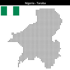 Obraz premium Map of Nigeria region Taraba in medium size square dots