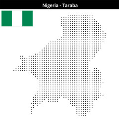 Obraz premium Map of Nigeria region Taraba in small size square dots
