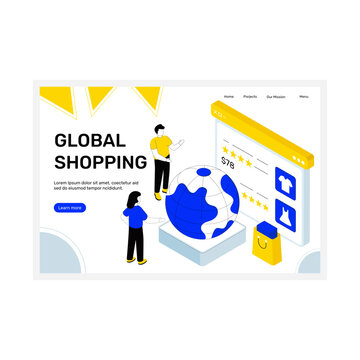 An eye catching design illustration of global shopping 