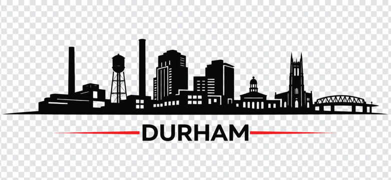 Durham city skyline silhouette, north carolina, usa