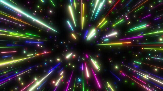 虹色のカラフルな光の集中線のエフェクト背景のループしている動画
