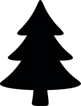 Pine tree silhouette icon for forest, woodland and nature design projects
