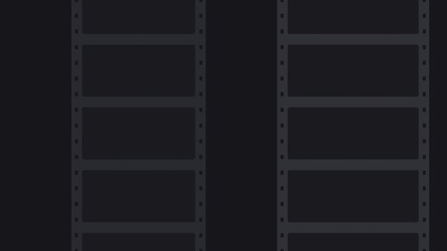 Black film strips scrolling vertically, cinema seamless loop background