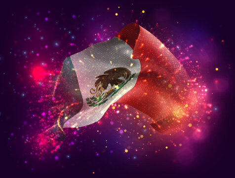 Mexico, vector 3d flag with a splash of paint dots, explosion of colored dots