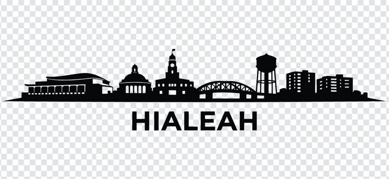 Hialeah city skyline silhouette, florida, usa