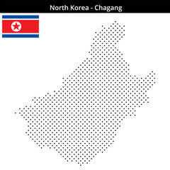 Fototapeta premium Map of North-Korea region Chagang in small cross shaped dots