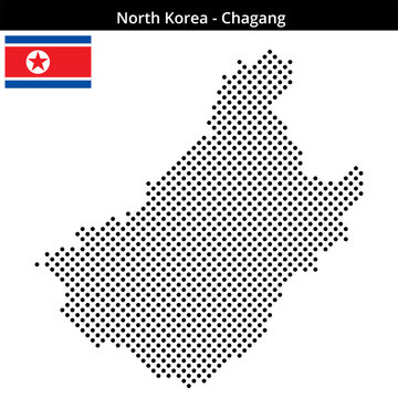 Map of North-Korea region Chagang in medium sized cross shaped dots