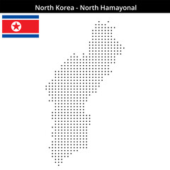 Obraz premium Map of North-Korea region North-Hamayonal in small size square dots
