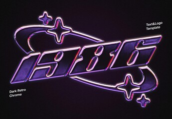 Dark Purple Retro Chrome Text Effect For Poster And Branding Design