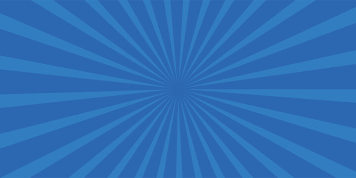 Pop art comic blue background with halftone, rays, gradient. Vector cartoon illustration in retro style. Design for comic book, poster, banner
