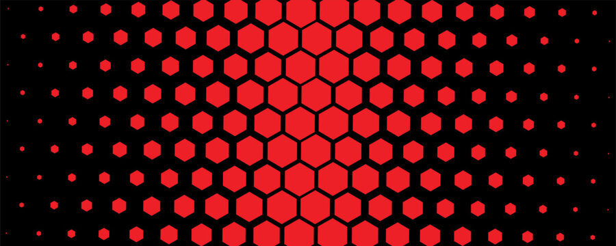 Vibrant geometric pattern featuring red hexagons on a dark background, showcasing a gradient effect for a modern and technological visual texture, perfect for contemporary digital designs