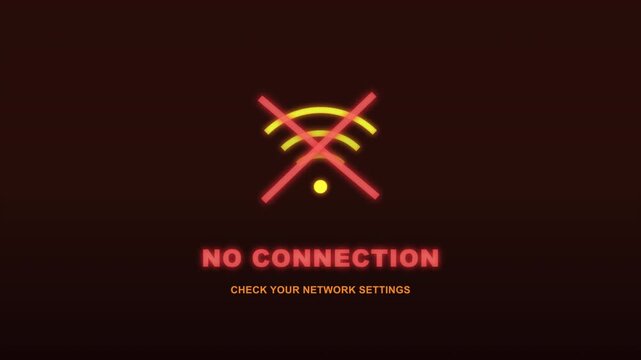 No Wifi Connection Lost Signal Warning Icon Orange Red Pulse Loop