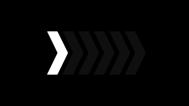 Right arrow directional loop animation. Animated arrows for the overlay video layer. Arrow icon concept  4k video animation.