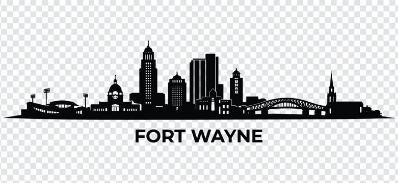 Fort wayne indiana city skyline silhouette vector illustration