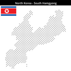 Obraz premium Map of North-Korea region South-Hamgyong in small cross shaped dots