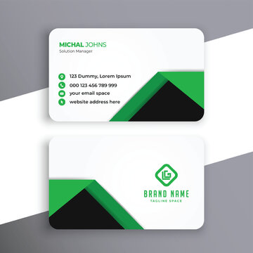 Modern minimal Green business card corporate identity customizable visiting card template