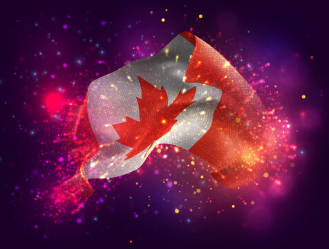Canada, vector 3d flag with a splash of paint dots, explosion of colored dots