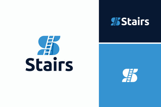 Clever Smart Initial Letter S with Ladder Step Logo Design