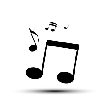 Musical notes silhouette on a white background representing melody and sound composition