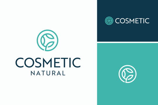 Initial Letter C with Circular Leaves for Organic Fresh Natural Cosmetic Nutrition logo design