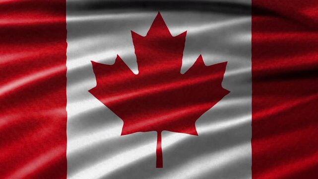 Kanada Flag Waving Looping Background, Canada National Flags Fill The Screen Rippling Fabric 4K