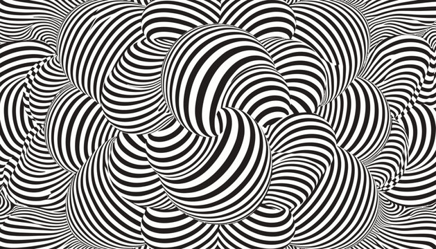 Optical Illusion Geometric Pattern with Black and White Stripes